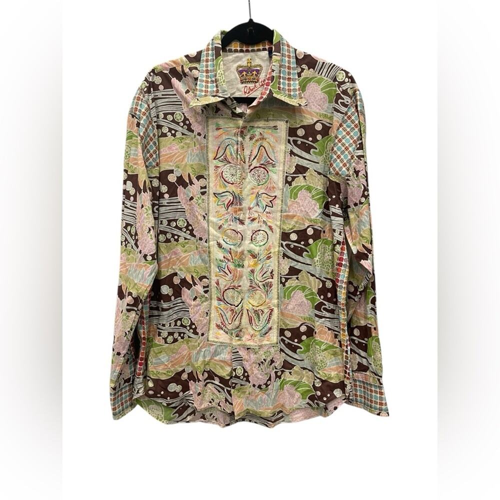 Robert Graham Multicolor Crown Embroidered Shirt Size:XL